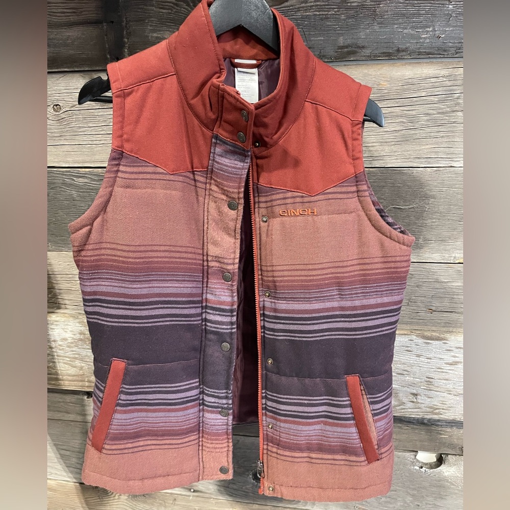 Women’s Cinch Vest in Rich Red and Deep Purple Large